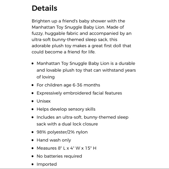 Manhattan Toy Company Snuggle Baby Lion NEW x4 - Picture 4 of 6